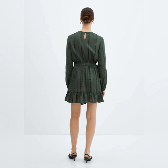 Mango [4] Puff-sleeved embroidered dress - Picture 4 of 7